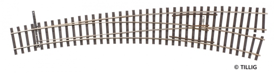 TILLIG 85313 - H0 Innenbogenweiche rechts 20,7°/32,7°, Herzstückwinkel 9°